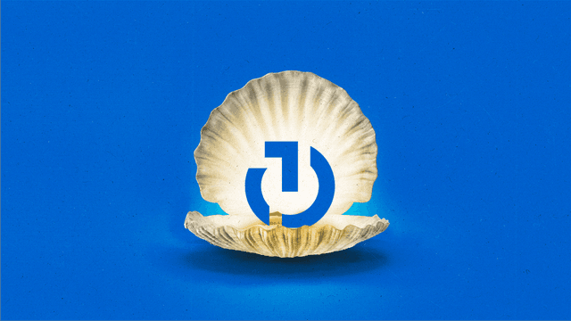 A Trade Desk logo sits within a glowing pearl shell.
