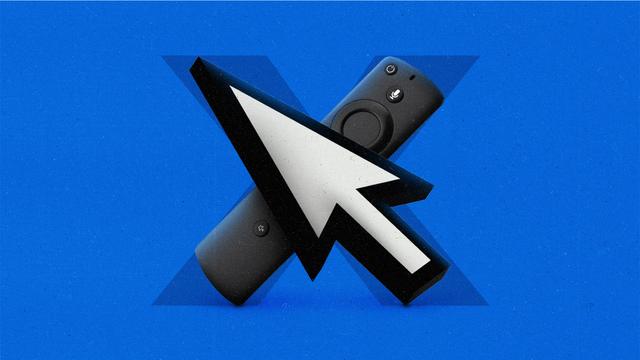 A cursor and streaming remote crossed over each other to form the Roman numeral 'X'