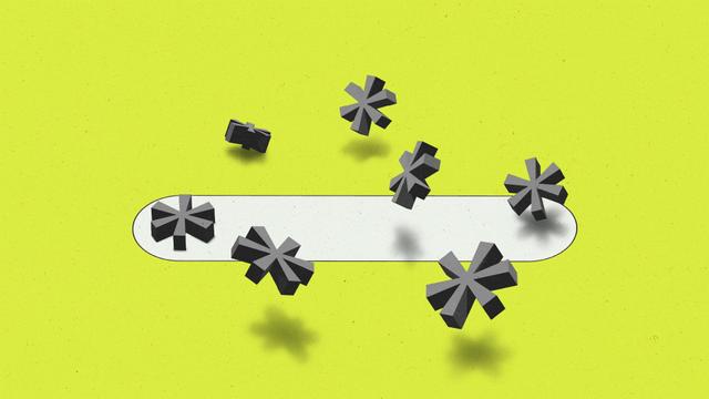 Password field with asterisks floating away from and outside of it.